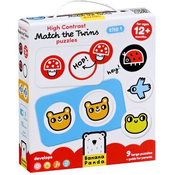 Puzzle pentru bebeluși Banana Panda 9 în 1 - Potrivește gemenii