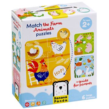 Puzzle pentru copii Banana Panda 6 în 1 - Conectează animalele de la fermă