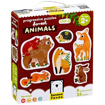 Puzzle pentru copii Banana Panda 9 în 1 - Animalele din pădure