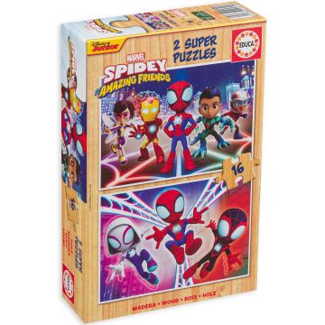 Puzzle pentru copii Educa din 2 x 16 de piese - Spider-Man și prietenii săi uimitori