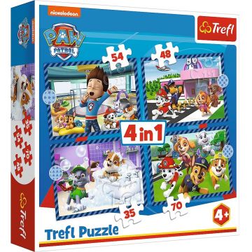 Puzzle pentru copii Trefl 4 în 1 - Chestii pentru câini