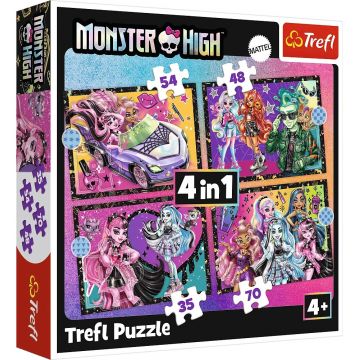 Puzzle pentru copii Trefl 4 în 1 - O zi electrizantă la Monster High