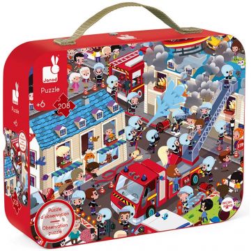 Puzzle rotund Janod din 208 de piese - Pompieri