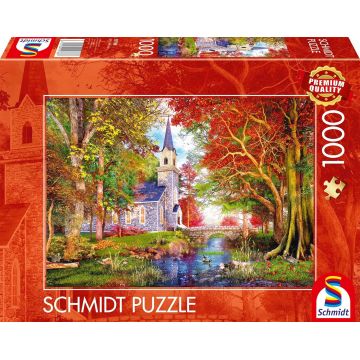 Puzzle Schmidt din 1000 piese - Capela toamna