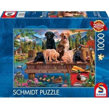 Puzzle Schmidt din 1000 piese - Familie de câini lângă lac