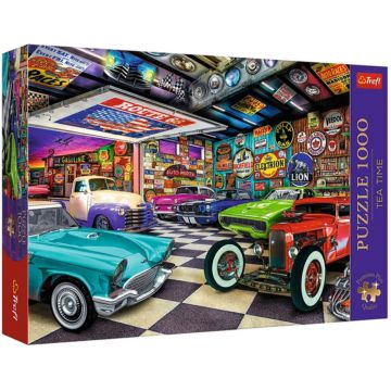 Puzzle Trefl din 1000 piese - Garajul colecționarului de mașini