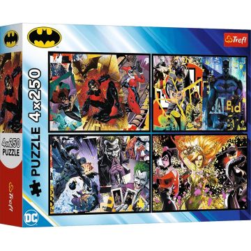 Puzzle Trefl din 4 x 250 piese - Batman în acțiune