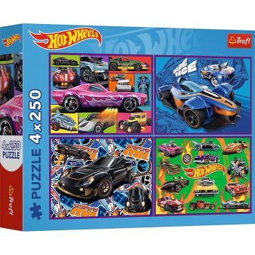Puzzle Trefl din 4 x 250 piese - Mașini de curse