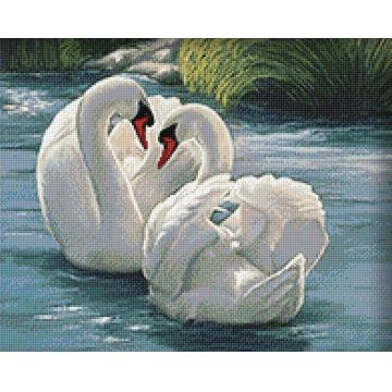 Set de broderie cu diamante  Collection D’Art - Lebedele, 38 x 48 cm