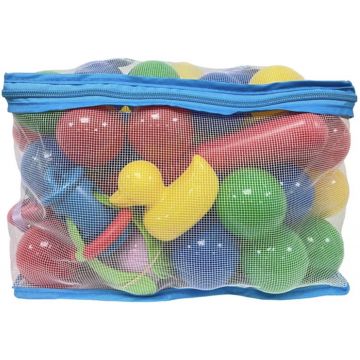 Set de joacă  Woodyland - Bile de rață și fir de pescuit, 62 buc