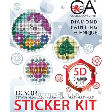 Set de stickere cu diamante Collection D'Art - Unicorn, 3 buc