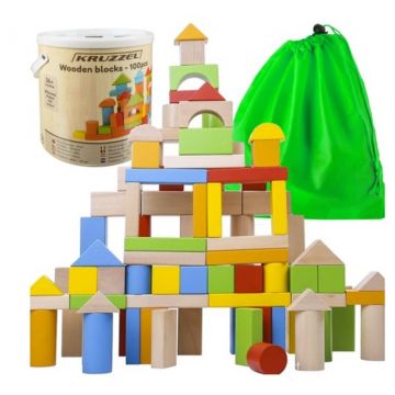 Set joc  Kruzzel - Blocuri de lemn, 100 buc