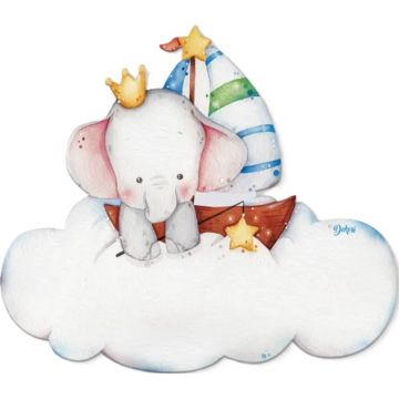 Decorațiuni din lemn pentru camera copiilor Dekori - Elefant, cu stickere