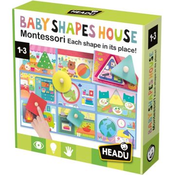 Joaca de copii  Headu Montessori - căsuță cu forme multicolore