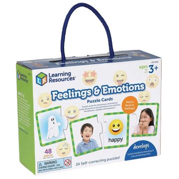 Joacă de copil Learning Resources - Cărți puzzle Sentimente și emoții, 48 de piese