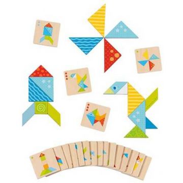 Joc de lemn pentru copii Goki - Tangram color, lume