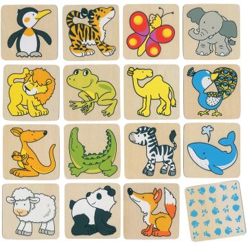 Joc de memorie din lemn Goki - Animale, 32 piese