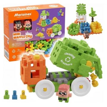Mini constructor de vafe Marioinex - Centru oraș, camion de gunoi, 148 de piese
