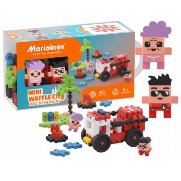Mini constructor de vafe Marioinex -Centru oraș, mașină de pompieri, 80 de piese