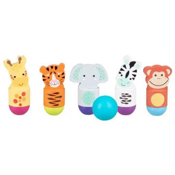 Pistă de bowling din lemn pentru copii Orange Tree Toys - Animalele junglei
