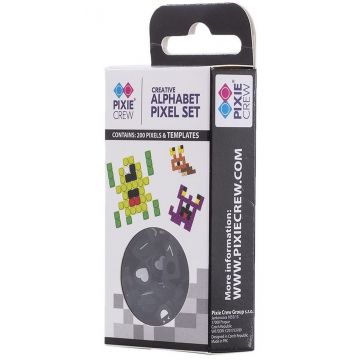 Pixeli din silicon Pixie Crew - Alphabet, 200 buc, negru