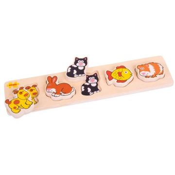 Puzzle 3D din lemn Bigjigs - Animale de companie