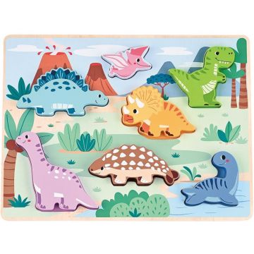 Puzzle 3D din lemn Lelin - Dinozaurii