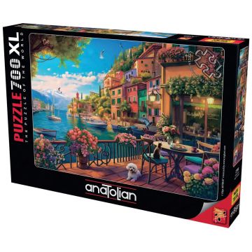Puzzle Anatolian din 700 XL piese - Cafenea lângă Lacul Como