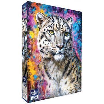 Puzzle Black Sea din 1000 piese - Portrete de pisici: leopard de zăpadă