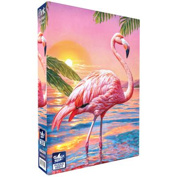 Puzzle Black Sea din 500 piese - Flamingo roz la apus