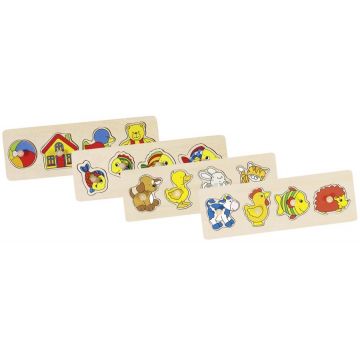 Puzzle din lemn  cu mânere Goki - Sortiment