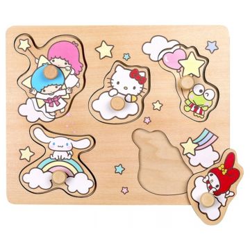 Puzzle din lemn  cu mânere Micki - Hello Kitty, 5 piese