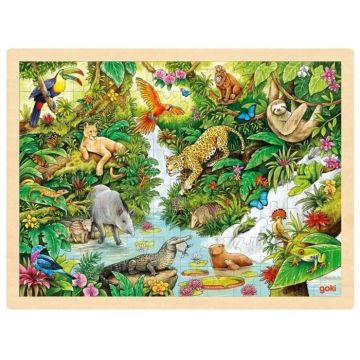 Puzzle din lemn  Goki - În junglă, 96 piese