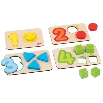 Puzzle din lemn  Goki - Învață să numeri și să te conectezi