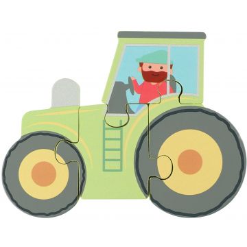 Puzzle din lemn  Orange Tree Toys - Tractor, 4 piese
