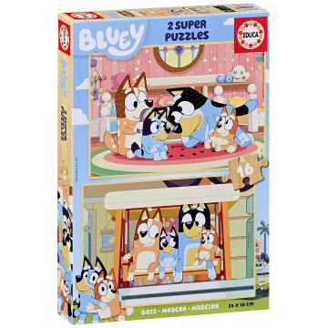 Puzzle din lemn pentru copii Educa din 2 x 16 piese - Bluey