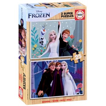 Puzzle din lemn pentru copii Educa din 2 x 25 piese - Regatul Înghețat