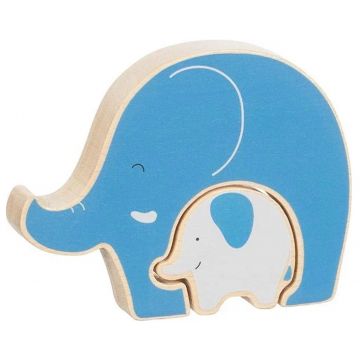 Puzzle din lemn pentru copii Goki - Elefant, 2 piese