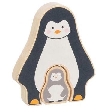 Puzzle din lemn pentru copii Goki - Pinguin, 2 piese