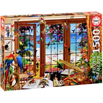 Puzzle Educa din 1500 piese - Vedere prin fereastră