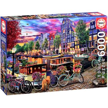 Puzzle Educa din 6000 piese - Ciclism în Amsterdam