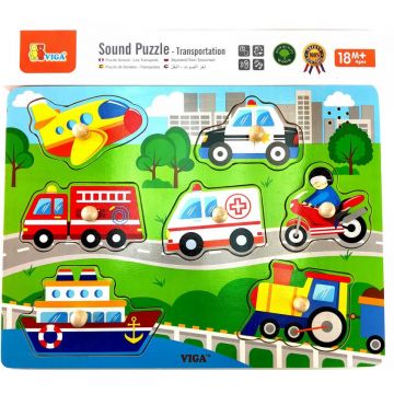 Puzzle muzical din lemn Viga - Vehicule