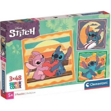 Puzzle pentru copii Clementoni din 3 х 48 piese - Disney Stitch