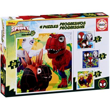 Puzzle pentru copii Educa 4 în 1 - Dinozaurii păianjeni