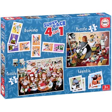 Puzzle pentru copii Educa 4 în 1 - Povești din pădure