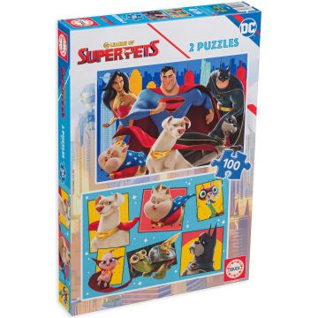 Puzzle pentru copii Educa din 2 x 100 de piese - DC Super Heroes