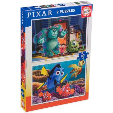 Puzzle pentru copii Educa din 2 x 20 de piese - Căutarea lui Nemo și Monștrii