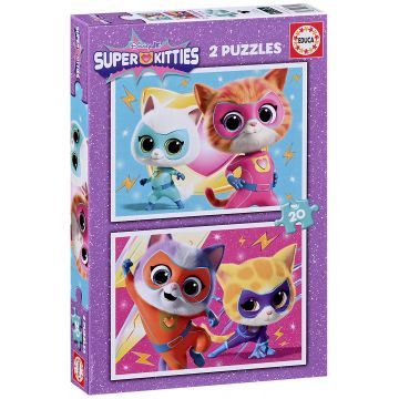 Puzzle pentru copii Educa din 2 x 20 piese - Super pisoi