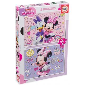 Puzzle pentru copii Educa din 2 x 48 de piese - Minnie Mouse