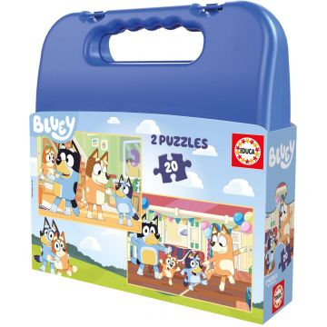 Puzzle pentru copii într-o valiză Educa din 2 х 20 piese - Bluey
